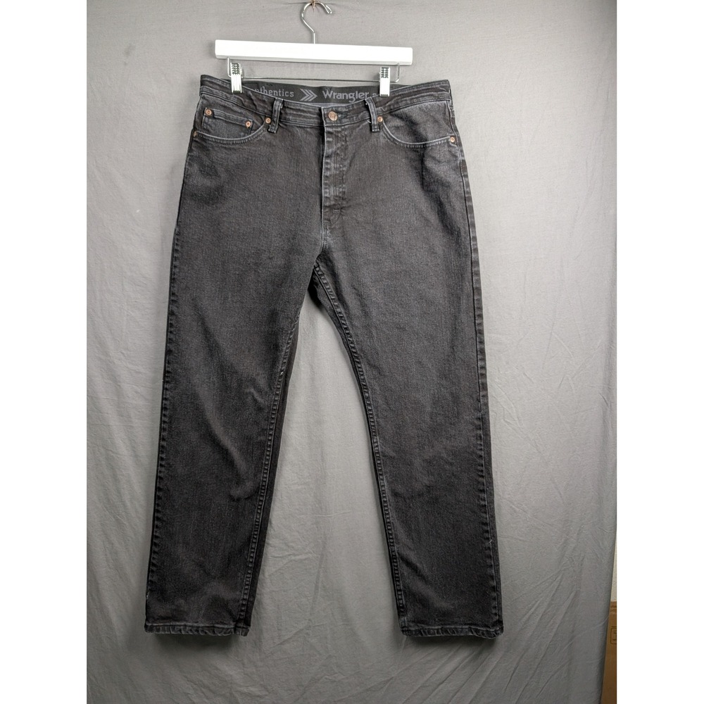 Wrangler Authentics Mens Black Straight Leg Jeans Size 36x30